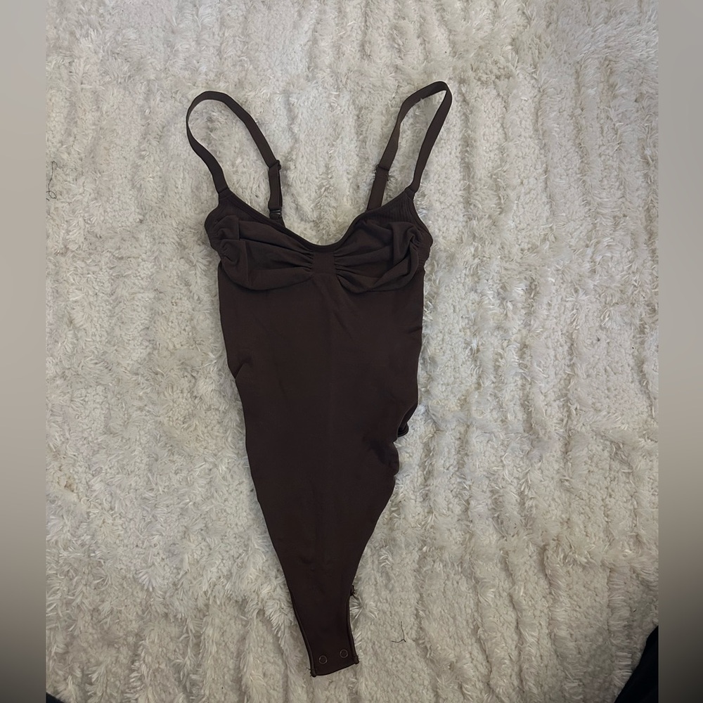 SKIMS seamless sculpt brown bodysuit